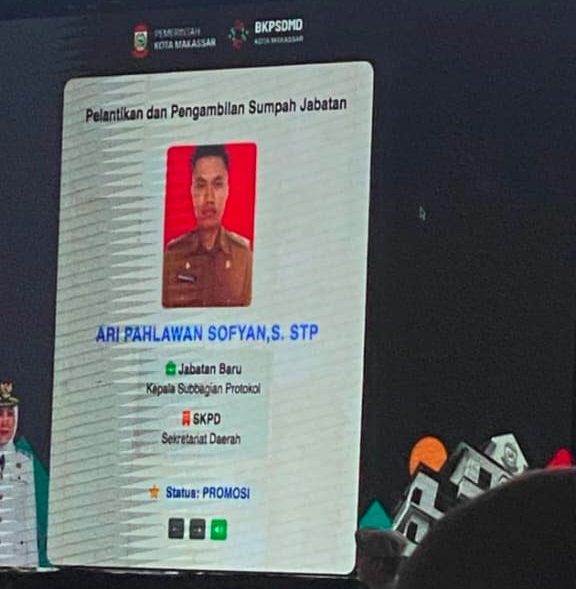 Ari Pahlawan Resmi Dilantik sebagai Kasubbag Protokol Setda Makassar